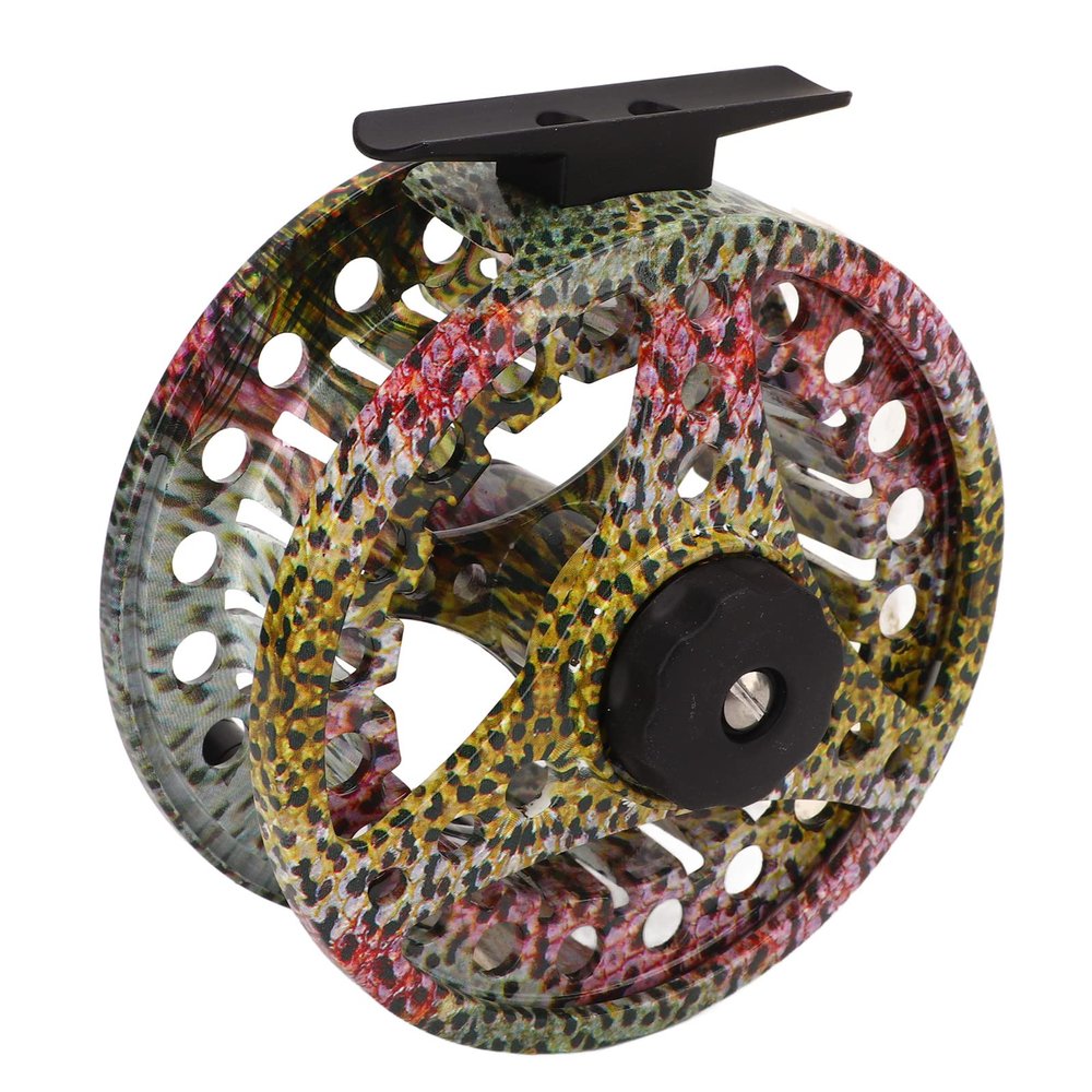 7/8 Fish Skin Pattern Fly Fishing Reel, Fishing Reel Spool Aluminum Alloy Left Right Hand Practice Fly Reel for Freshwater Saltwater