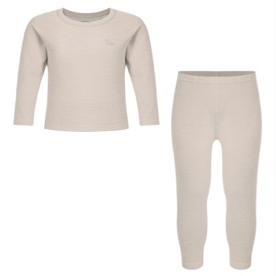 Hularka Kids Girls Boys Long Johns Set Solid Long Sleeve Base Layer Shirt Thermal Underwear Top with Leggings Pants Set Beige 9-10 Years