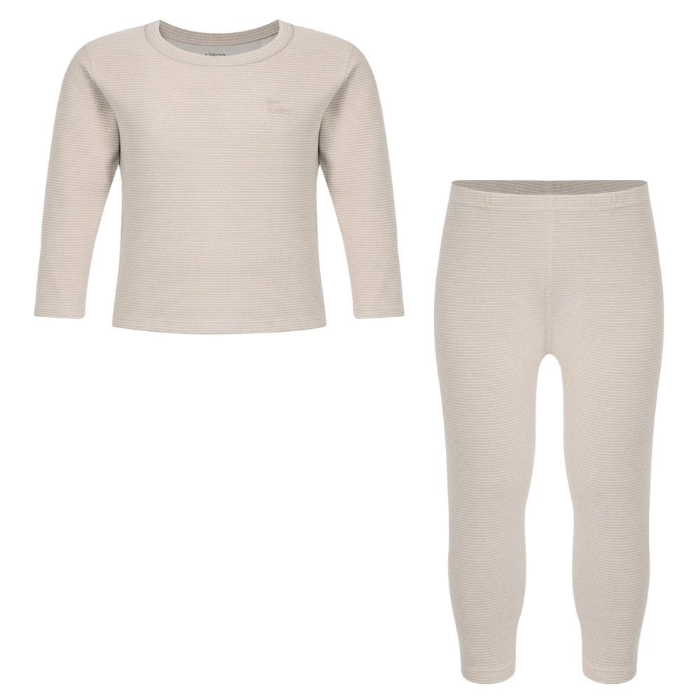 Hularka Kids Girls Boys Long Johns Set Solid Long Sleeve Base Layer Shirt Thermal Underwear Top with Leggings Pants Set Beige 9-10 Years