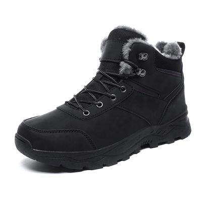Asifn Men's Snow Boots Winter Outdoor Shoes Warm Fur Lined Hiking Waterproof Anti-Slip Lightweight Ankle Booties Black 9.5 US