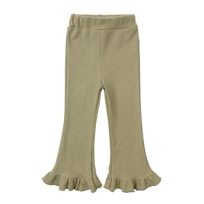 Ikevan Toddler Girl High Elastic Waist Flare Slim Leggings Baby Pants Casual Bell Bottom (Mint Green, 4-5 Years)