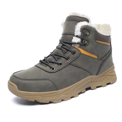 Men's Snow Boots Winter Outdoor Shoes Warm Fur Lined Hiking Waterproof Anti-Slip Lightweight Ankle Booties Green 9 US