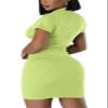 AiiUp Ribbed Bodycon Dresses for Women Short Sleeve Summer Zip Up Front Casual Mini Tank Dress Grass Green view 2