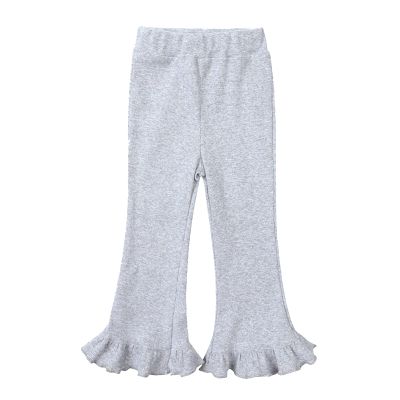 Ikevan Toddler Girl High Elastic Waist Flare Slim Leggings Baby Pants Casual Bell Bottom Trousers Wide (Grey, 4-5 Years)