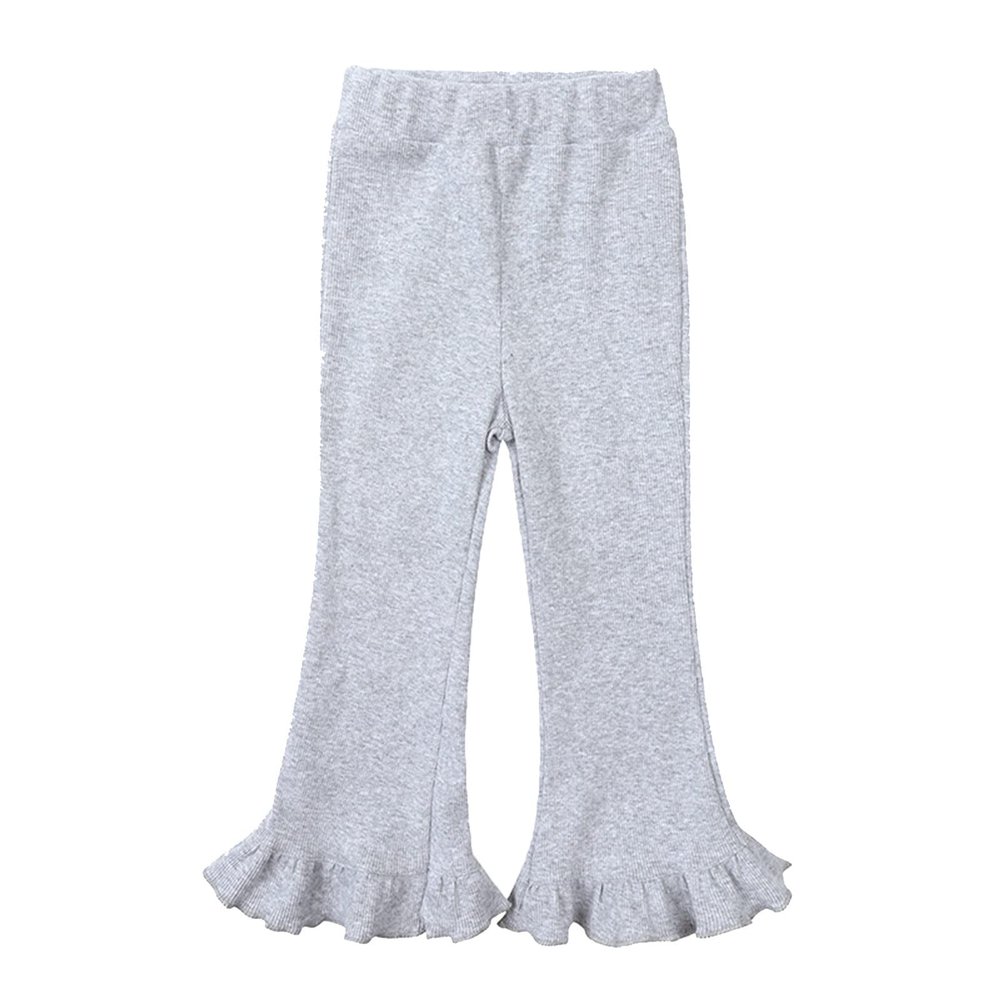 Ikevan Toddler Girl High Elastic Waist Flare Slim Leggings Baby Pants Casual Bell Bottom Trousers Wide (Grey, 4-5 Years)