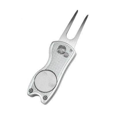 LIUCM 1Pc Foldable Pop-Up Button Switchblade Golf Ball Marker Portable Golf Divot Repair Tool(Silver)