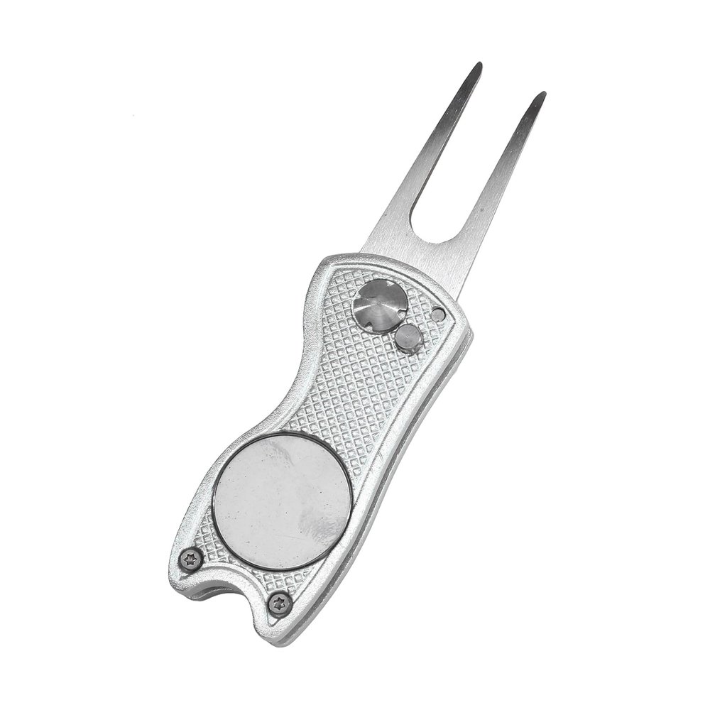 LIUCM 1Pc Foldable Pop-Up Button Switchblade Golf Ball Marker Portable Golf Divot Repair Tool(Silver)