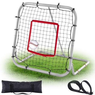 3' x 3'/1.67' x 1.67' Pro Portable Baseball and Softball Rebounder Adjustable Heavy Duty Pitch-Back Net with Bag Strap Fielding Trainer Net 3 Angles Ground Balls Line Drives Pop Flies(3' X 3')