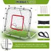 3' x 3'/1.67' x 1.67' Pro Portable Baseball and Softball Rebounder Adjustable Heavy Duty Pitch-Back Net with Bag Strap Fielding Trainer Net 3 Angles Ground Balls Line Drives Pop Flies(3' X 3') view 2