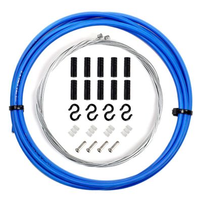 SUOFEILAIMU Road Bike Cable Shift Line Set 4mm Transmission Tube Cables Wire 2 Caps 2m Variable Speed Pipe Bicycle Accessories(Blue Shift)