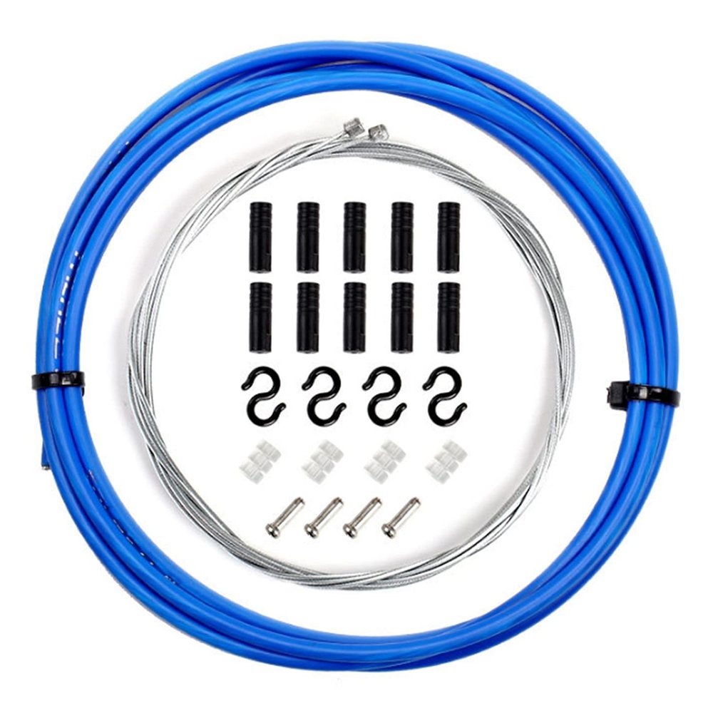 SUOFEILAIMU Road Bike Cable Shift Line Set 4mm Transmission Tube Cables Wire 2 Caps 2m Variable Speed Pipe Bicycle Accessories(Blue Shift)