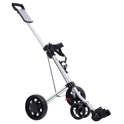 3 Wheel Push Pull Golf Cart, Aluminum Alloy Golf Pull cart, Foldable, 6.6 lbs Lightweight, Bearing Capacity 44 lbs, Water Bottle Holder Golf Carts, with Foot Brake, for Golf Bags