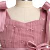IBTOM CASTLE Baby Girl Birthday Dress with Imitation Pearls Lace Tulle Dress Toddlers Girls Tutu Princess Dress Flower Bowknot Spaghetti Straps Party Dress Pageant Pink 2-3 Years view 4