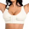 FeelinGirl Women Front Closure Post Surgery Compression Everyday Bras for Breast Implant Support with Adjustable Straps Wirefree White L view 1