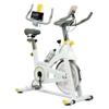 Adjustable Exercise Bike with iPad Holder and LCD Display - Stationary Bikes for Home, Indoor Cycling Bike, Adjustable Resistance, Seat & Handle, Solid & Sturdy, Noise-Free (White)