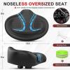 BLUEWIND New Noseless Oversized Bike Seat, Wide Bicycle Saddle Novel Backrest Design for Electric Bike, Universal Fit Exercise Bike or Road Stationary Bike Seat Cushion for Men & Women (Blue) view 3