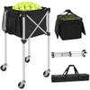 GYXZ Foldable Tennis Ball Cart Holds 180 Balls Wheeled Tennis Ball Hopper Sports Teaching Carts with Storage Bag, Light Auminum Alloy view 1