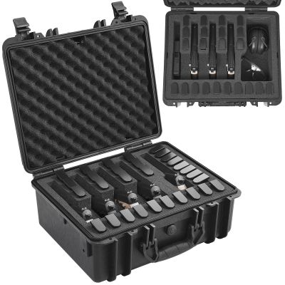 VEVOR Hard Pistol Cases with Pre-cut Lining, Waterproof & Dustproof Hard Gun Case for 5 Pistol & 30 Magazines, 18.716.38.8 in Lockable Pistol Case, Black