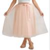 AiberLisha A line Tea Length Tulle Skirt for Party Prom Casual Wear Blush Pink L