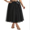 AiberLisha A line Tea Length Tulle Skirt for Party Prom Casual Wear Black L view 1