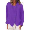 Rkwins Linen Shirts for Women Button Down Long Sleeve Shirts Dressy Casual Blouses Trendy Fall Tops Loose Fit T Shirts Purple view 1