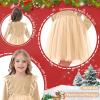 DREAM BUS Toddler Girl Khaki Christmas Dress Velvet Top Spark Tulle Skirt Ruffled Long Sleeve 4-5T view 4