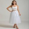 AiberLisha A line Tea Length Tulle Skirt for Party Prom Casual Wear White L view 4