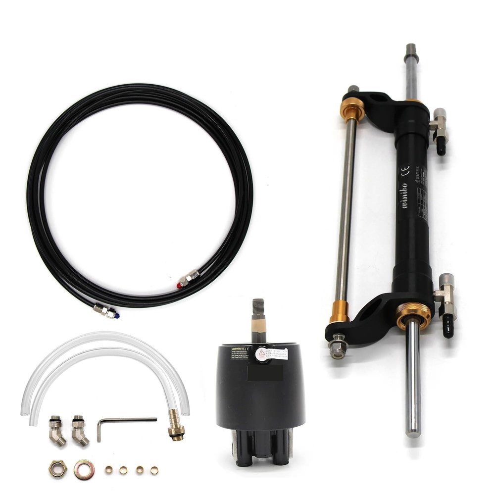 DSUIUWER Winibo 90HP Outboard Hydraulic Steering System Compatible with Boat with 27cc Pump Cylinder and Tubes
