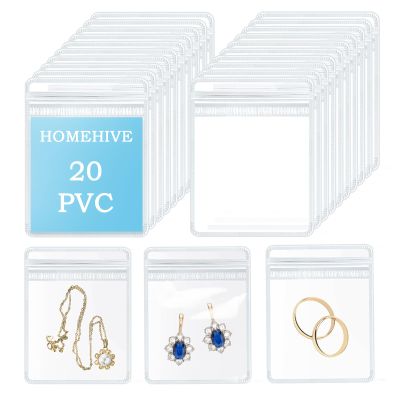 HOMEHIVE Travel Jewelry Bags, 20Pcs Clear Travel Jewelry Organizer, Portable Anti Tarnish Jewelry Storage Pouch Bag Gift for Women Girl, 20Pcs Clear Bags