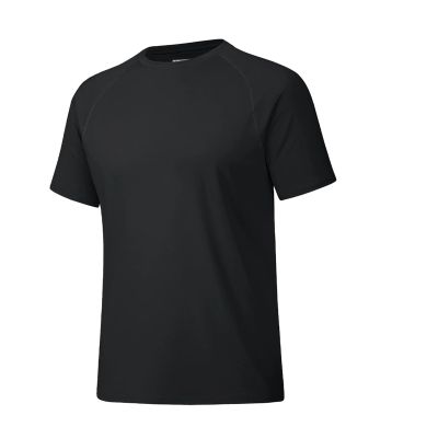 DGDXLMPNR Men'S Plain Round Neck Raglan Sleeve, Men'S Slim Short Sleeve, Sports Quick Dry Moisture Wicking Muscle Shirts(Black,XX-Large)