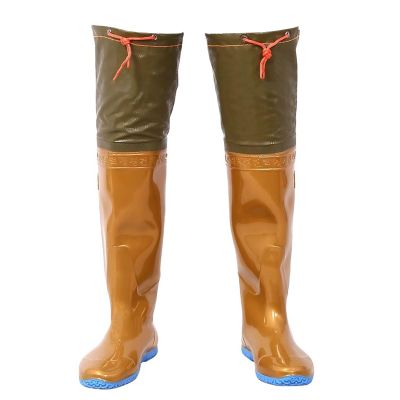 KPHYMOD Fly Fishing Waders Lightweight Wading Boots, PVC Waterproof Hunting Hip Boot W/Adjustable Drawcord and Anti-Slip Soles(8.5)