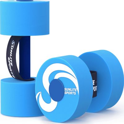 Sunlite Sports Water Weights Pool Exercise Dumbbells, Water Aerobic Equipment, High-Density EVA-Foam Dumbbell with Handle Strip, Aqua Therapy, Pool Fitness Exercise Set of 2