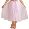 AiberLisha A line Tea Length Tulle Skirt for Party Prom Casual Wear Pink L