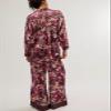 Fenghualzzniya Women Satin Pajama Set Floral Silk Pajamas 2 Piece Lounge Sets Button Down Shirts Wide Leg Pants Pjs Sleepwear, Winered, Medium view 2