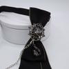 Black Necktie For Metal Chain Crystal Pendant Jewelry Bowtie Evening Adjustable Pre-Tied Bow view 4