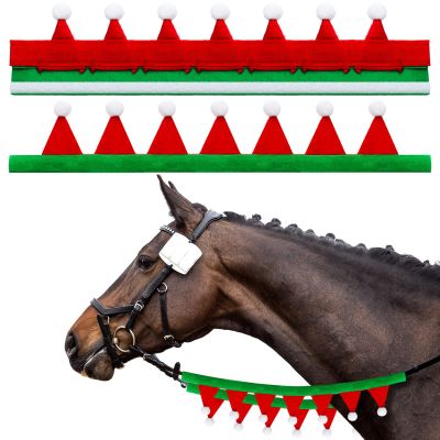 Abbylike 2 Pcs Christmas Rein Cover Christmas Horse Tack for Xmas Horse Costume Accessories(Red and Green)