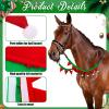 Abbylike 2 Pcs Christmas Rein Cover Christmas Horse Tack for Xmas Horse Costume Accessories(Red and Green) view 3
