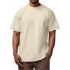 Ymosrh Shirts for Men, Summer Casual Crew Neck Short Sleeve Basic Solid Tee Shirts Tops Mens Workout Clothes Shirts (5XL, Beige) view 1