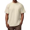 Ymosrh Shirts for Men, Summer Casual Crew Neck Short Sleeve Basic Solid Tee Shirts Tops Mens Workout Clothes Shirts (5XL, Beige) view 2