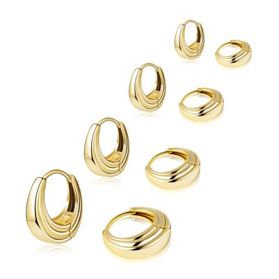 Gold Hoop Earrings Set for Women Gold Huggie Cartilage Clip On Earrings Set for Multiple Piercing Lightweight Jewelry Gifts