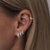 Silver Hoop Earrings Set for Women Huggie Cartilage Clip On Earrings Set for Multiple Piercing Lightweight Jewelry view 3