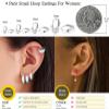 Silver Hoop Earrings Set for Women Huggie Cartilage Clip On Earrings Set for Multiple Piercing Lightweight Jewelry view 4