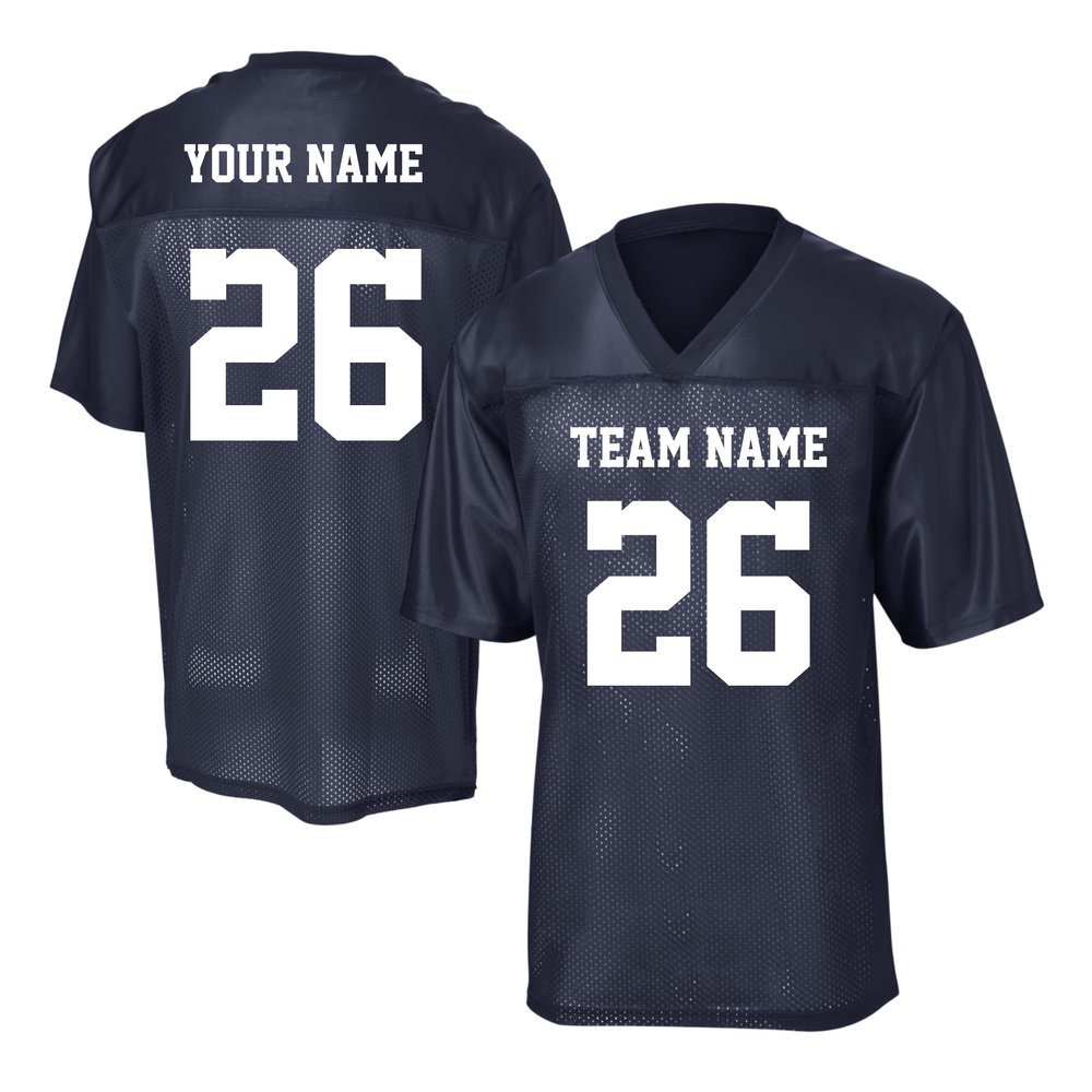 Custom Replica Football Jerseys for Men Personalized Team Name & Number Football Jerseys 2 Side (True Navy-3XL)