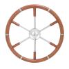 Boat Steering Wheel, 18 inch 6 Spokes Marine Steering Wheel with Stainless Steel Center Frame & Teak Wood Handle, Destroyer Steering Wheel for Boats, Yachts, Pontoon view 1