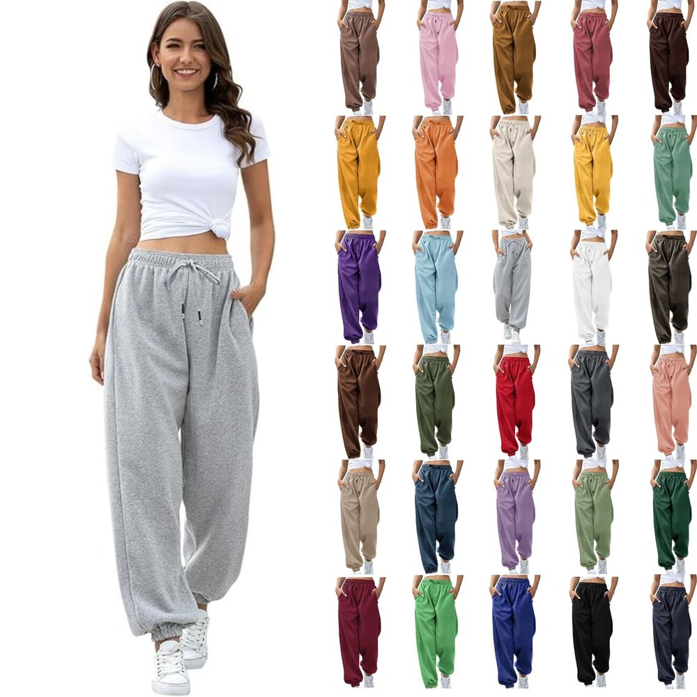 2025 Cinch Bottom Sweatpants Women's Casual High Waisted Pockets Joggers Sport Workout Active Baggy Lounge Trousers