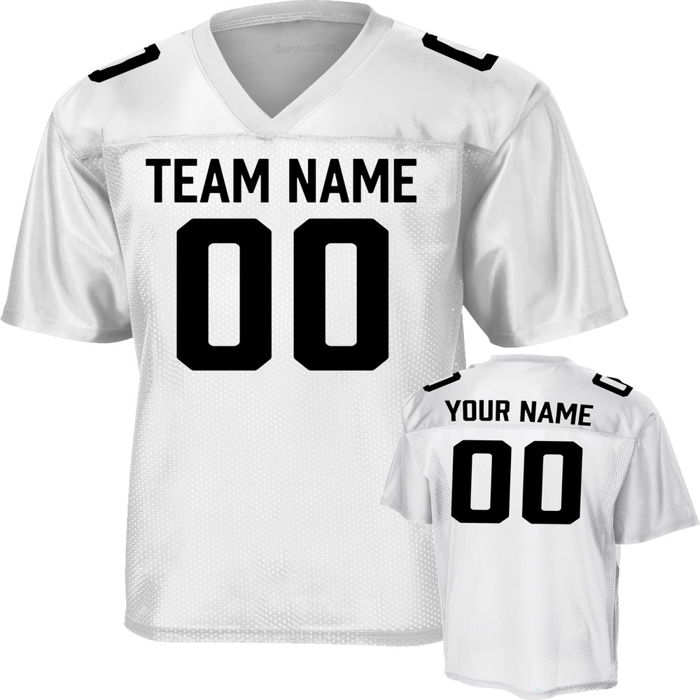 Custom Replica Football Jerseys for Men Personalized Team Name & Number Football Jerseys 2 Side (White-M)