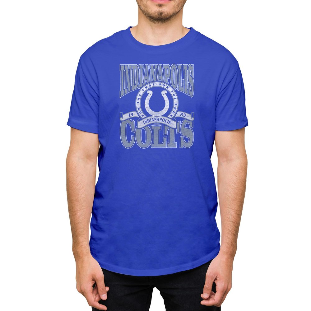 Hybrid Sports NFL - Indianapolis Colts - Stacked Banner Circle - Men's and Women's Short Sleeve T-Shirt - Size X-Large - Indianapolis Colts - Royal Blue