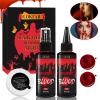 3PCS Halloween Fake Blood Makeup Kit, Fake-Blood Spray 50ML + Dripping Blood 50ML + Cleansing Soap, Fake-Blood Washable for Clothes Face Zombie Monster Vampire Cosplay SFX Makeup (Dark + Dark) view 1