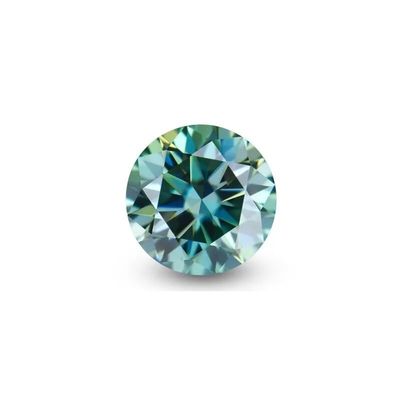 1PCS 6.5mm Blue Green Primary Color Round Moissanite about 1CT
