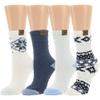 BEARPAW 4 Pair Pack Cozy Super Soft Lounge Socks Multi Pattern Crew Socks, Blue Nights view 1